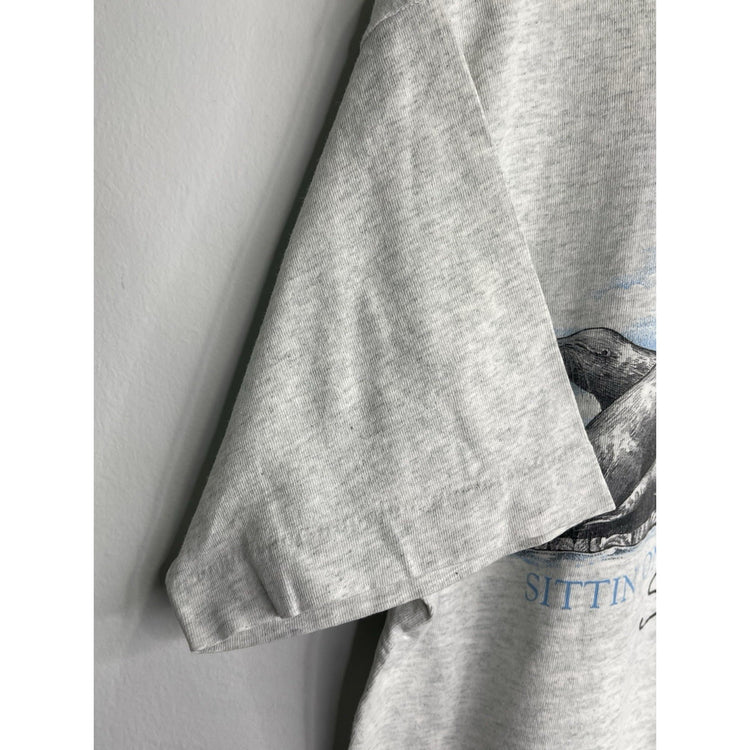 Vintage 1992 Sittin On The Dock Of The Bay Seal Grey T-shirt Size Large