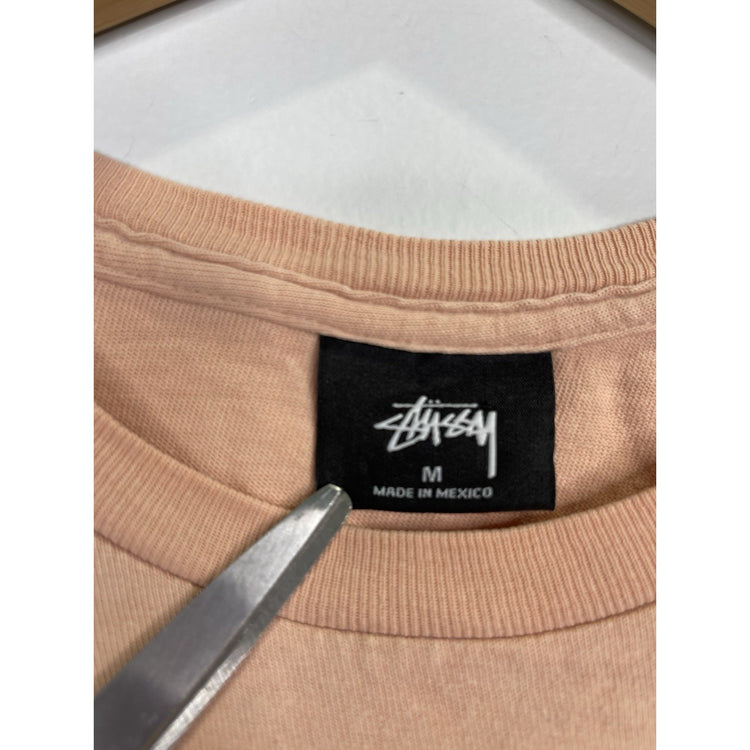 Y2K STUSSY 8 BALL LOGO T-SHIRT SHORT SLEEVE Peach Men Medium