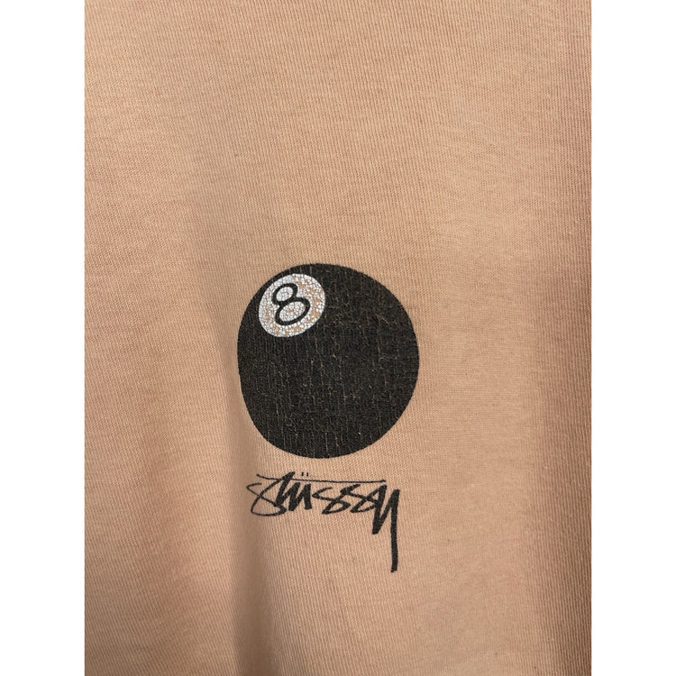 Y2K STUSSY 8 BALL LOGO T-SHIRT SHORT SLEEVE Peach Men Medium