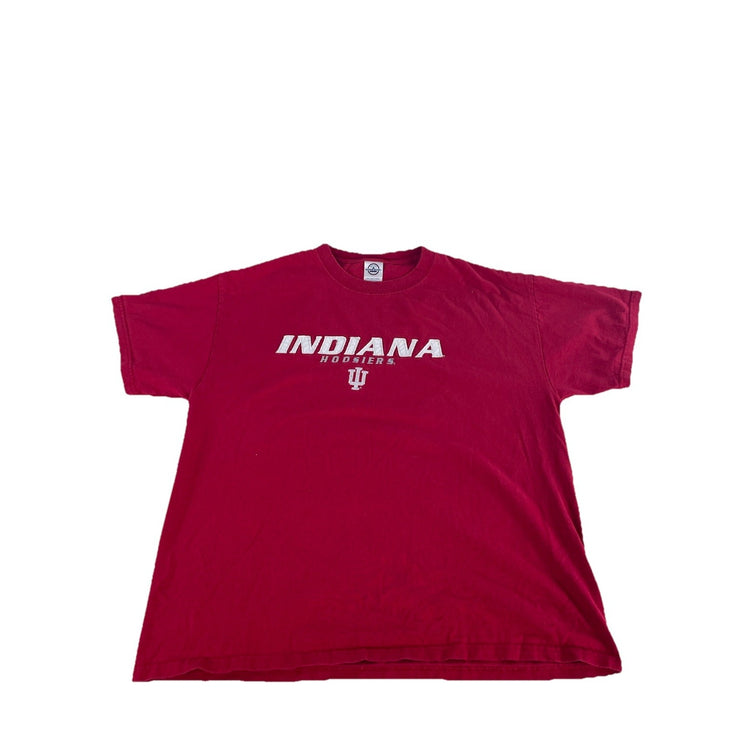 Mens Vintage NCAA Indiana Hoodies Tee Red Embroidered Logo size L