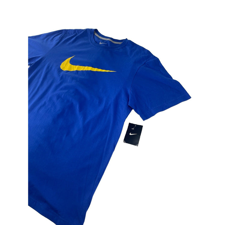 Mens Nike Blue Regular Fit  Tee Yellow Logo T-Shirt Size XL