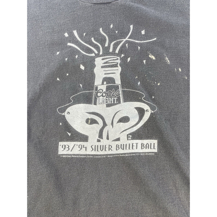 Mens 90s Coors Light Silver Bullet Ball T Shirt Single Stitch Hanes Size XL 1993
