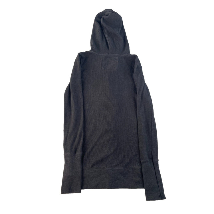 Womens Y2K American Eagle Gray Hooded Long Sleeve Shirt Size Small