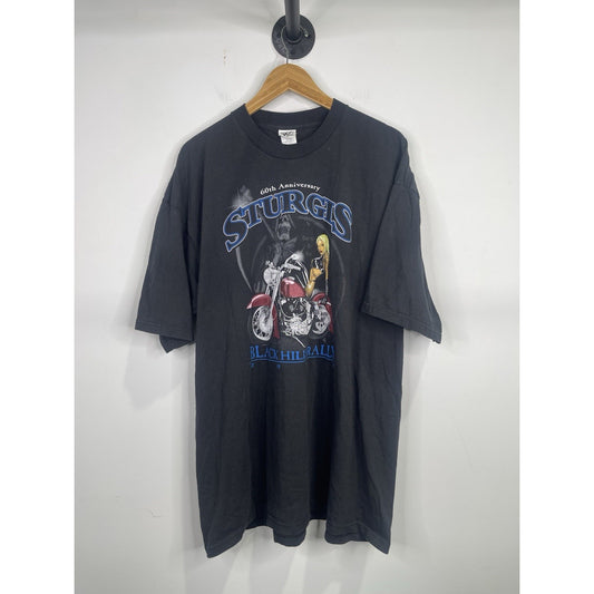 Men’s VTG 2000s Sturgis 60th Anniversary Black Hills Rally Graphic Tshirt Sz 3XL
