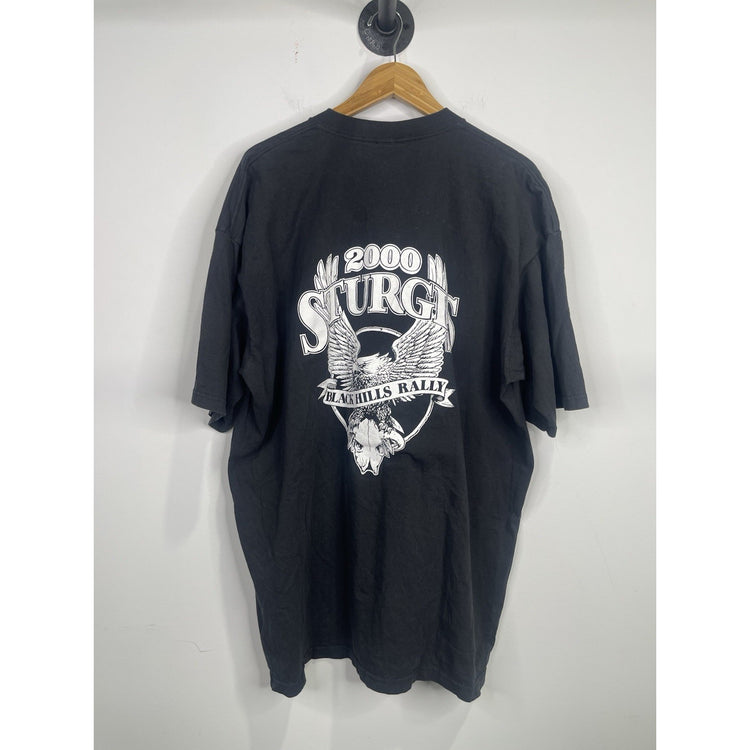Men’s VTG 2000s Sturgis 60th Anniversary Black Hills Rally Graphic Tshirt Sz 3XL
