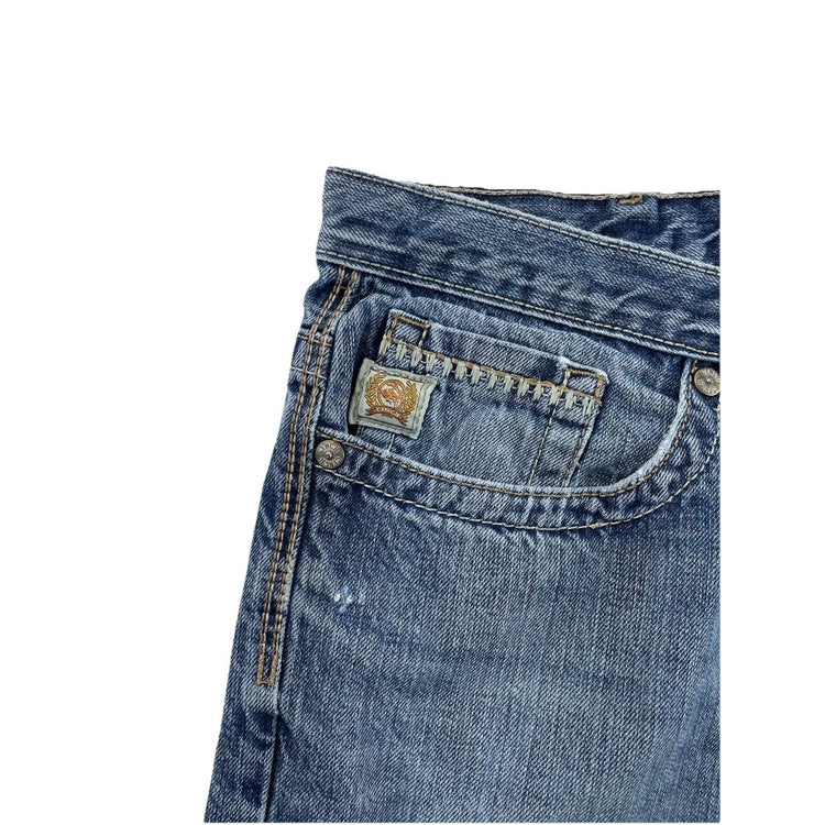 Mens CINCH SAWYER Relaxed Wide-leg Blue Jeans Size 38x32