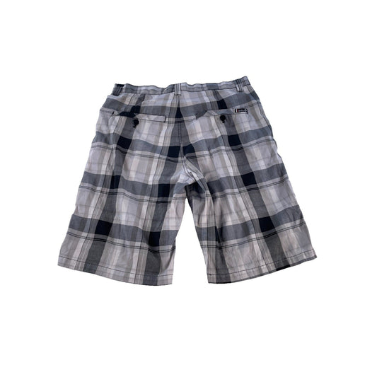 Mens Vintage Southpole Gray Black Plaid Y2K Hip Hop Skater Walk Shorts SIZE 38