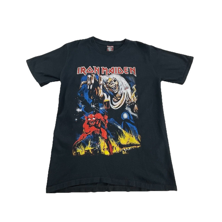 Mens Y2k Demon Night Iron Maiden Black Tee Size S
