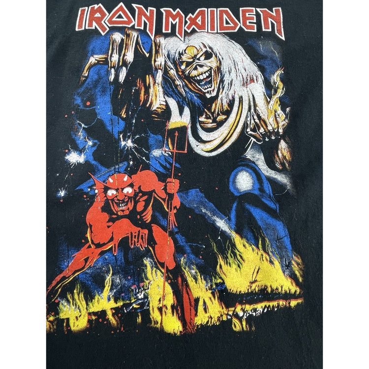 Mens Y2k Demon Night Iron Maiden Black Tee Size S