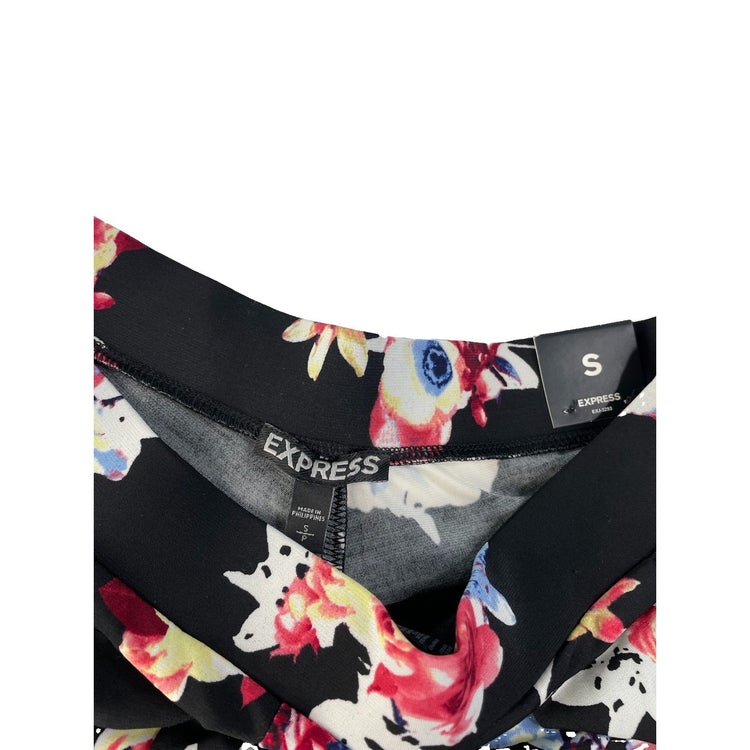 Women's Express Black Floral Print Skort/Shorts Size Small