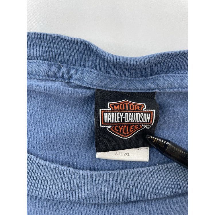 Mens Harley Davidson Motorclothes Basic Blue Cotton Shirt Size Xl
