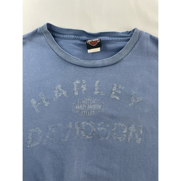 Mens Harley Davidson Motorclothes Basic Blue Cotton Shirt Size Xl