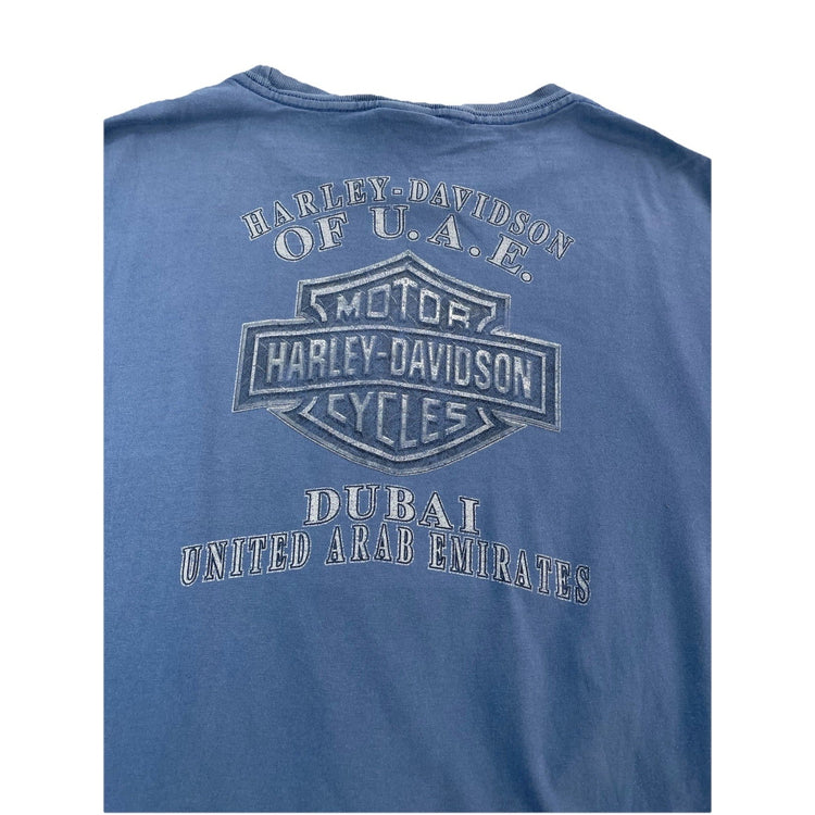 Mens Harley Davidson Motorclothes Basic Blue Cotton Shirt Size Xl