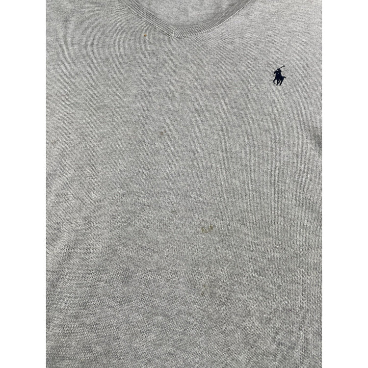 Mens Polo Ralph Lauren Size 2XL Light Grey V Neck Sweater