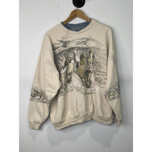 Vintage 90s Men’s Art Unlimited Baige Horse pullover sweater