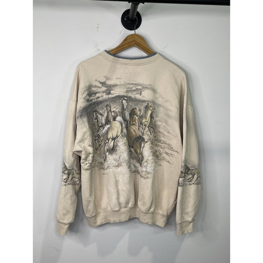 Vintage 90s Men’s Art Unlimited Baige Horse pullover sweater