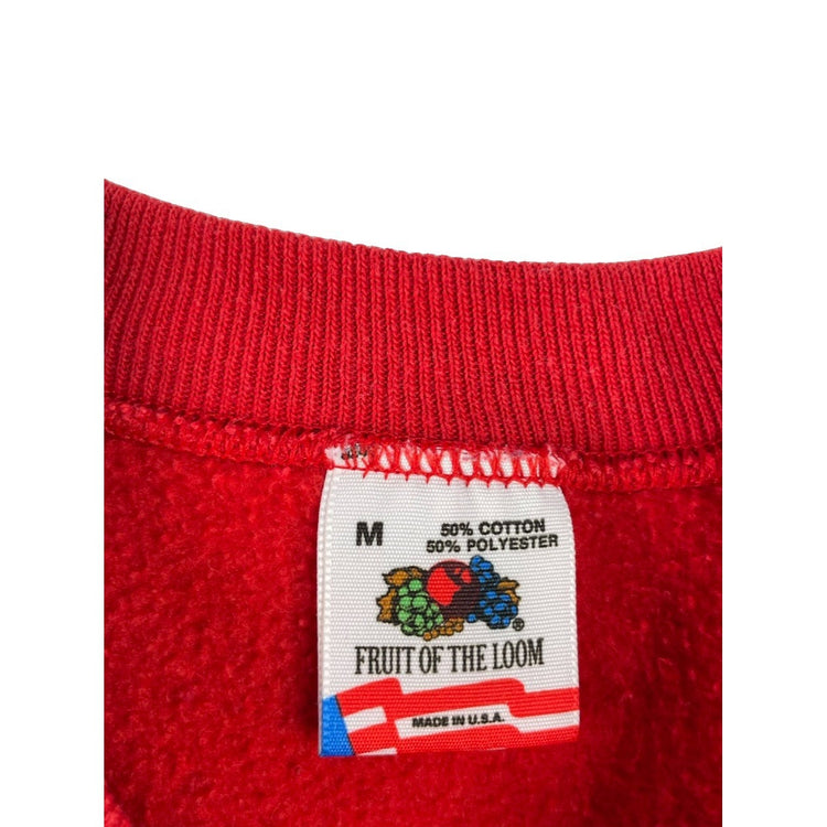 Mens Vintage Fruit of the Loom Red Christmas Reindeer Graphic Sweatshirt Size M