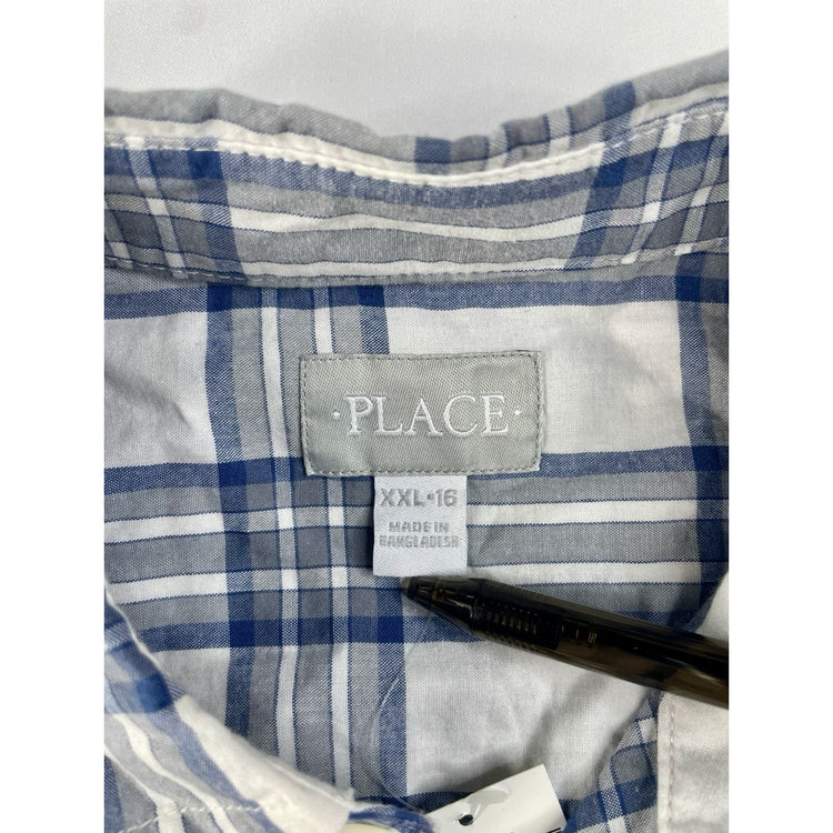 Youth Boys The Children's Place LongSleeve Plaid Button-Up Shirt Size XXL