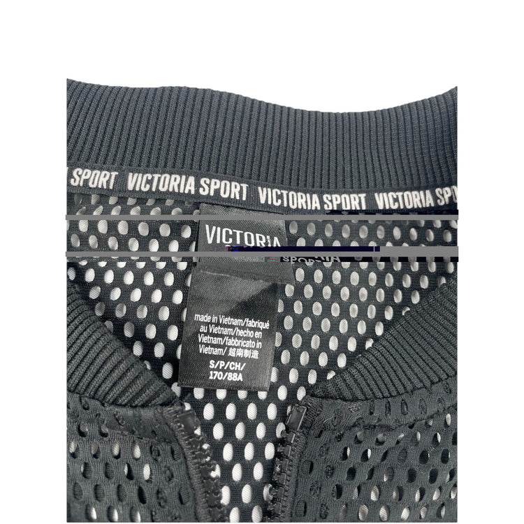 Womens Victoria Sport Black Mesh Bomber Jacket Size S
