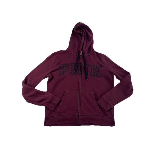 Womens PINK Victoria Secret Maroon Zip Up Jacket Size M