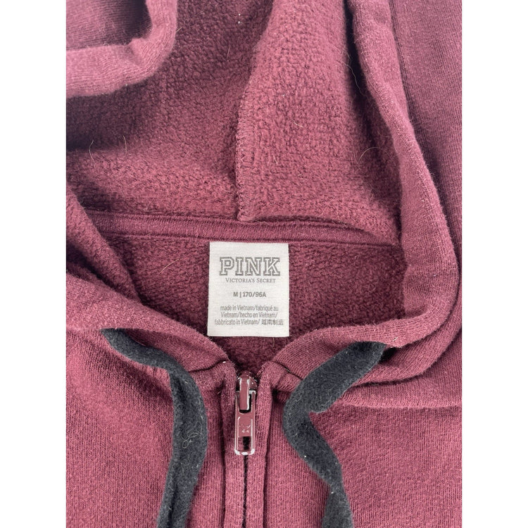 Womens PINK Victoria Secret Maroon Zip Up Jacket Size M