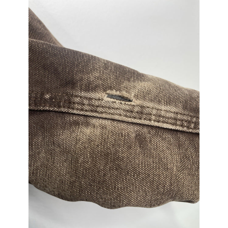 VTG Carhartt J130 CHT Fleece Lined Full Zip Distressed Hooded Jacket Brown 2XL