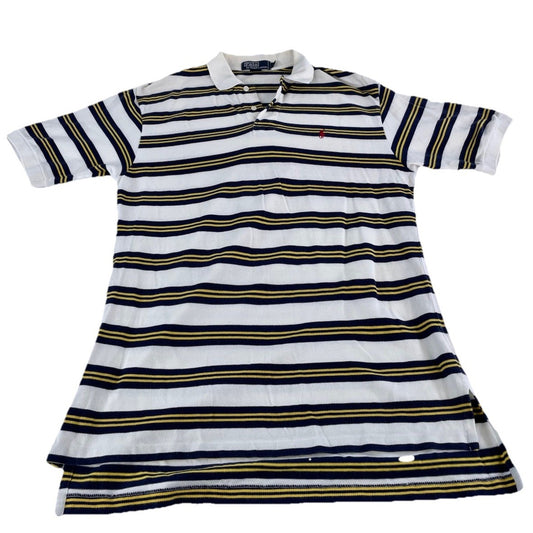 Mens Vintage Polo Ralph Lauren Multicolor Horizontal Striped Polo-T Size L
