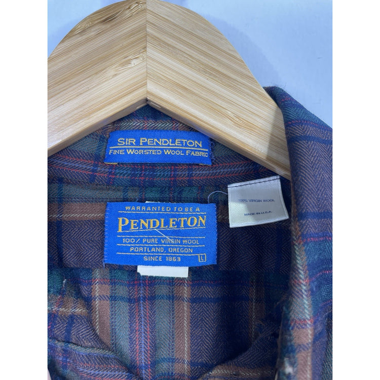 Men’s Pendleton Plaid Shirt Board Work Rancher Flannel Western Preppy Sz L