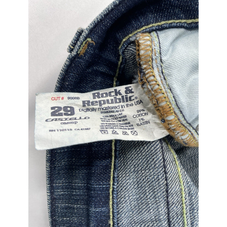 Women’s Rock&Republic Crosshatch Denim Straight Blue Jeans Size 29