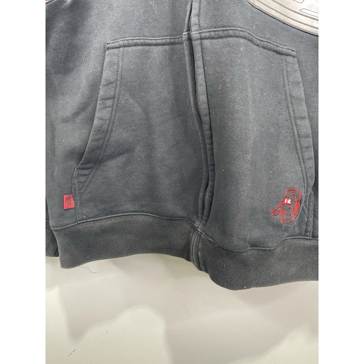 Vintage Men’s School of Hard Knocks Jacket Black/Red Hooded Hip Hop Y2K Sz Large