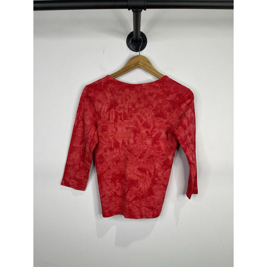 Women’s Vintage Harley Davidson Red Tie Dye Sleeve Cropped T Shirt Sz M
