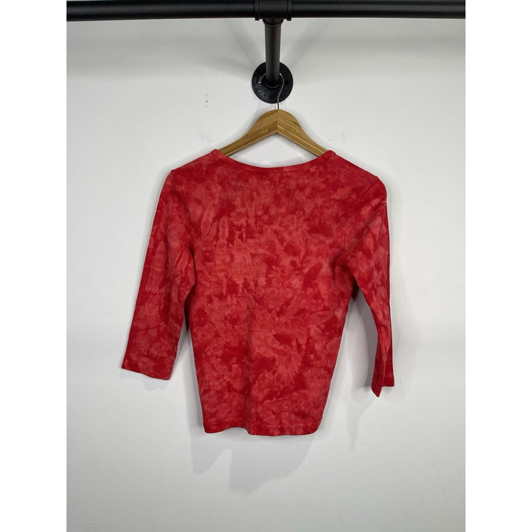Women’s Vintage Harley Davidson Red Tie Dye Sleeve Cropped T Shirt Sz M