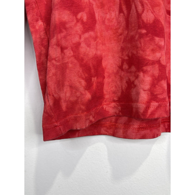 Women’s Vintage Harley Davidson Red Tie Dye Sleeve Cropped T Shirt Sz M