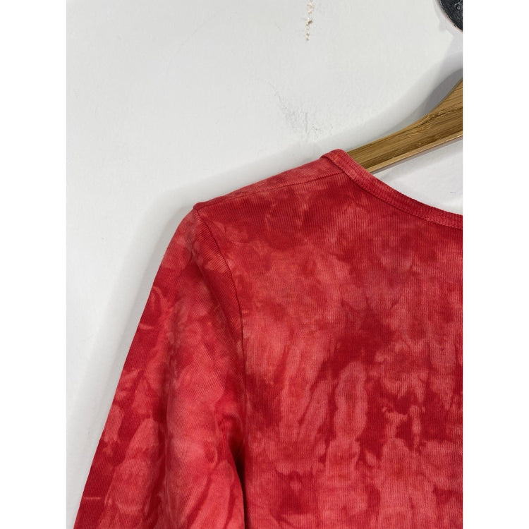 Women’s Vintage Harley Davidson Red Tie Dye Sleeve Cropped T Shirt Sz M