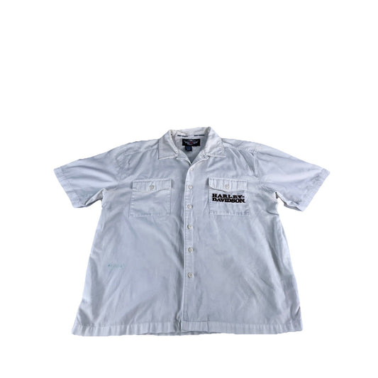 Mens 2008 Harley Davidson 105th Anniversary White Button Down Size Large