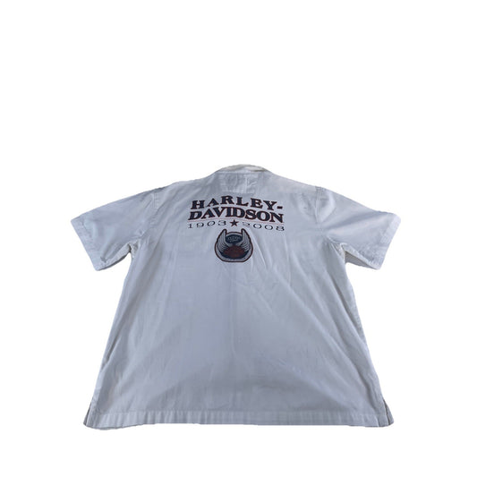 Mens 2008 Harley Davidson 105th Anniversary White Button Down Size Large