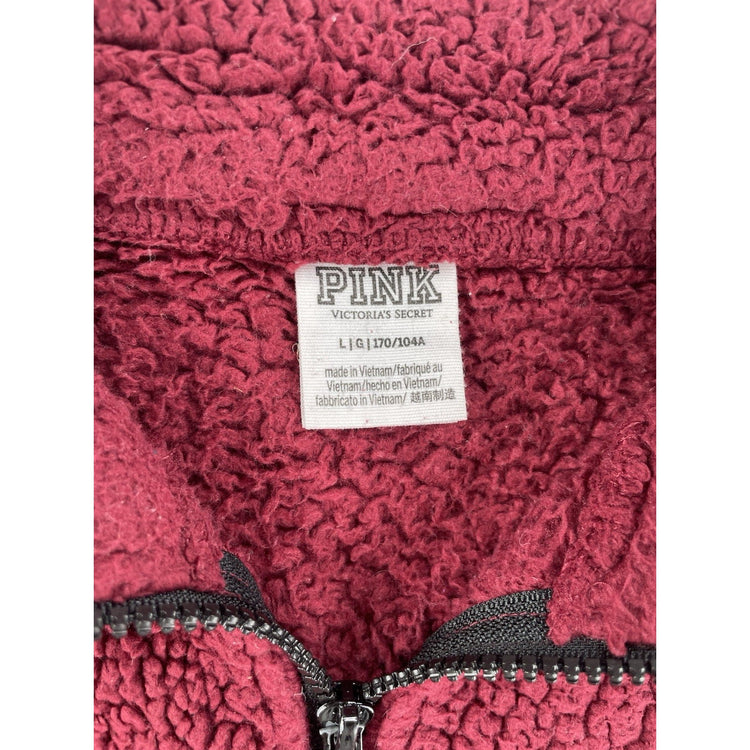 Women’s PINK Victoria Secret Maroon Wool Zip Up Sweater Size L