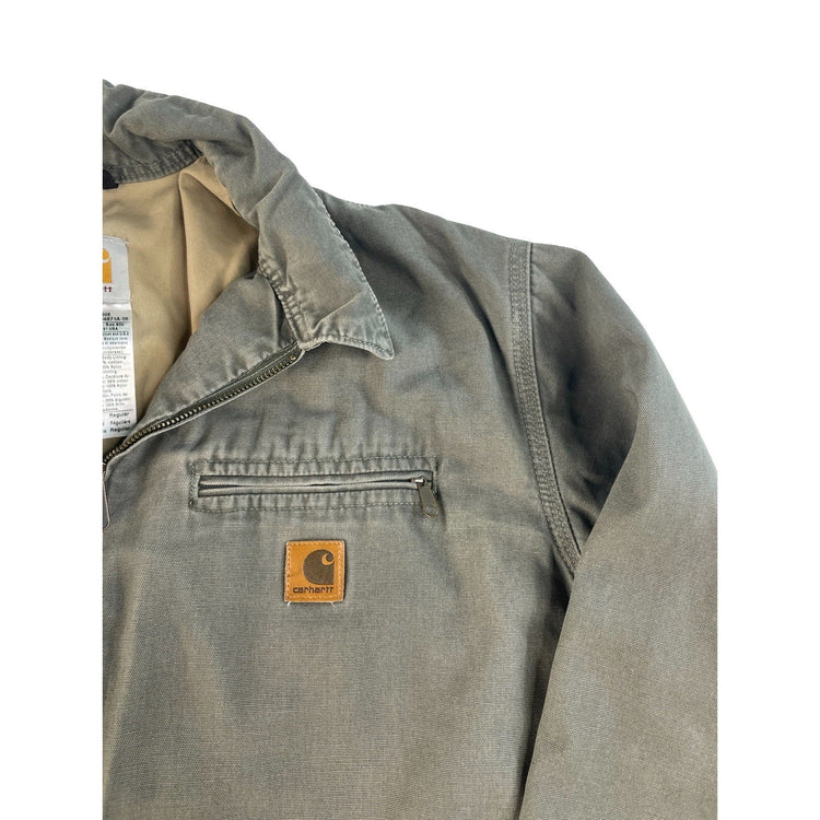 Men Carhartt Detroit Style Work Jacket Gray Embroidered Large Regular