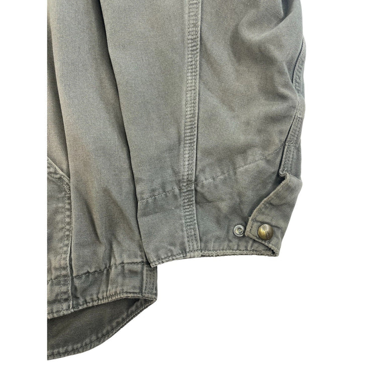 Men Carhartt Detroit Style Work Jacket Gray Embroidered Large Regular
