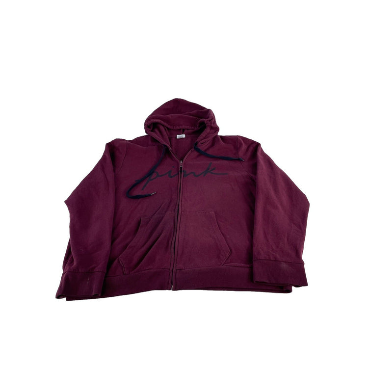 Womens PINK Victoria Secret Full Zip Jacket Burgandy Size Xxl