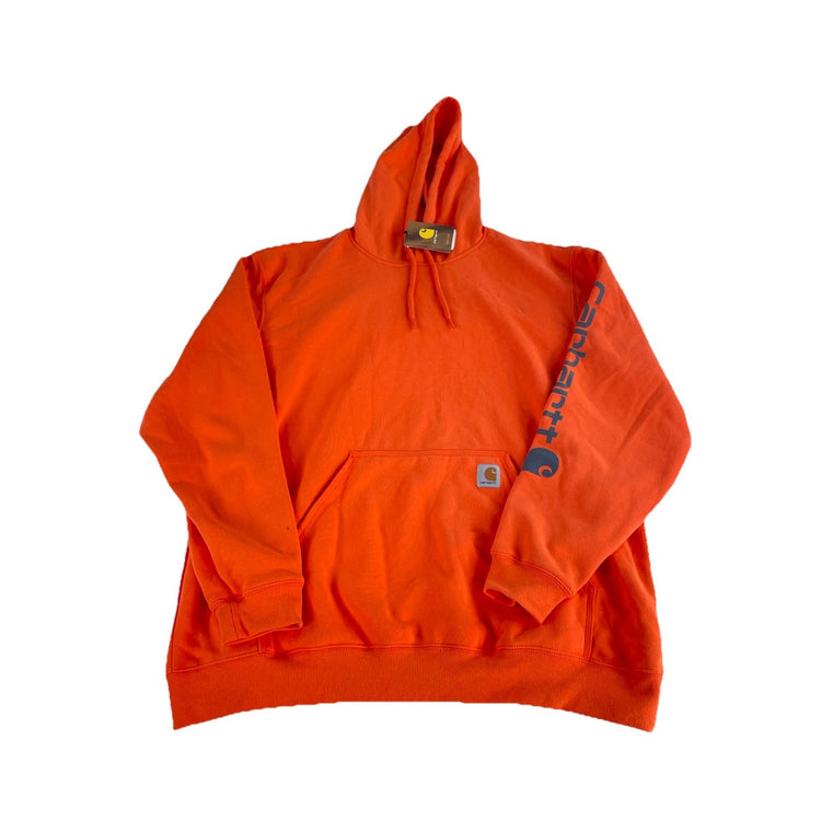 Mens Carhartt Mid weight Bright Orange Pullover Hoodie Size Xl