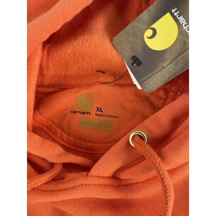 Mens Carhartt Mid weight Bright Orange Pullover Hoodie Size Xl