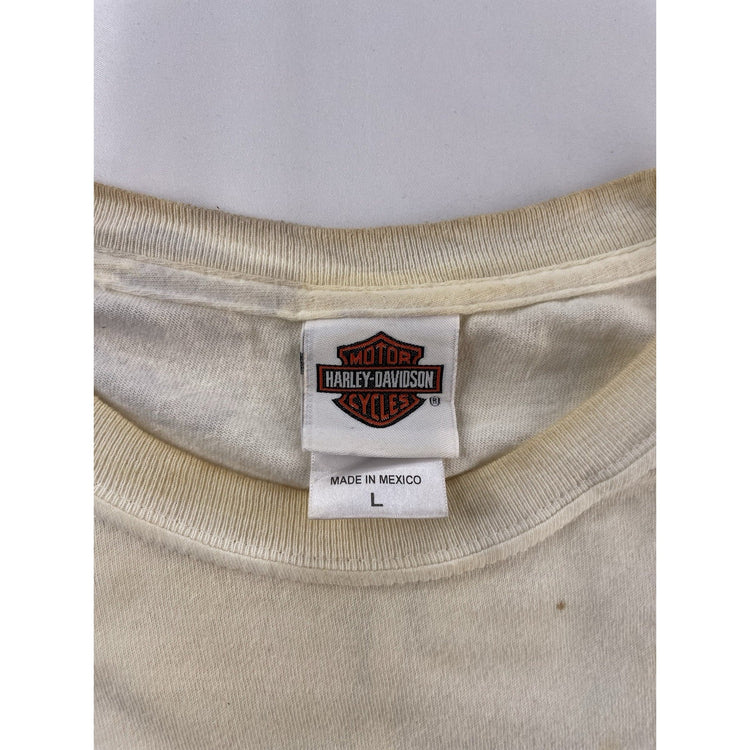 Mens Harley Davidson White Longsleeve Graphic T-Shirt Size L