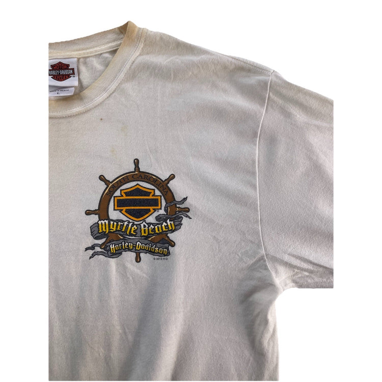 Mens Harley Davidson White Longsleeve Graphic T-Shirt Size L