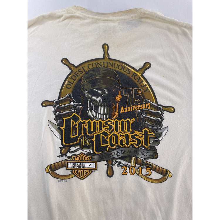Mens Harley Davidson White Longsleeve Graphic T-Shirt Size L