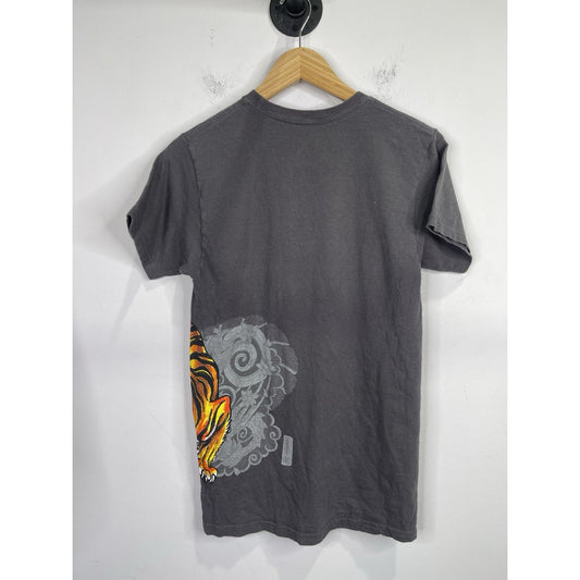 Men’s Vintage Y2K Ed Hardy Graphic Tiger Wraparound Gray T-Shirt Size S