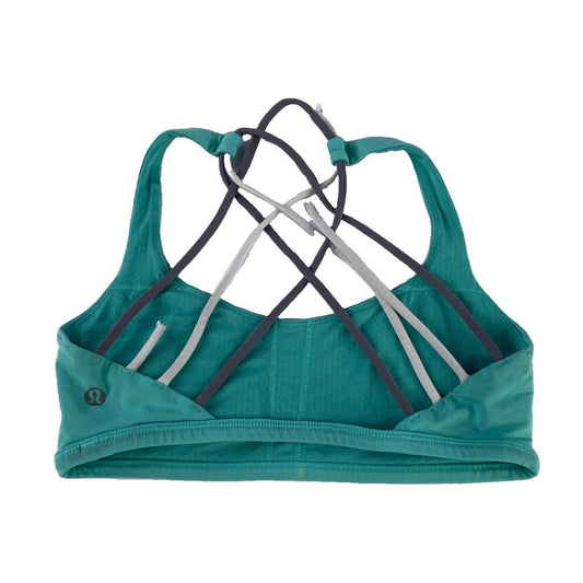 Womens Lululemon Mint Green Grey White Strappy Sports Bra Size 4