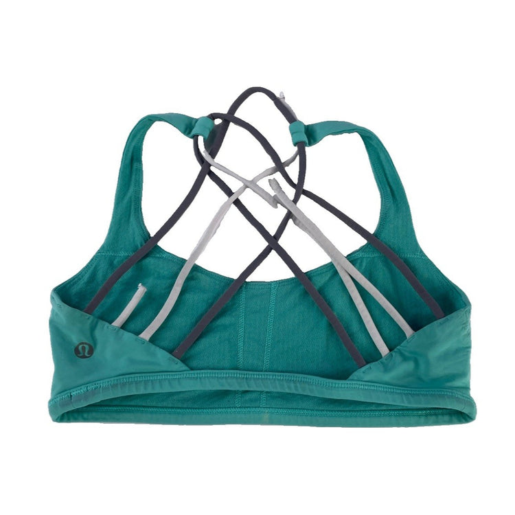 Womens Lululemon Mint Green Grey White Strappy Sports Bra Size 4