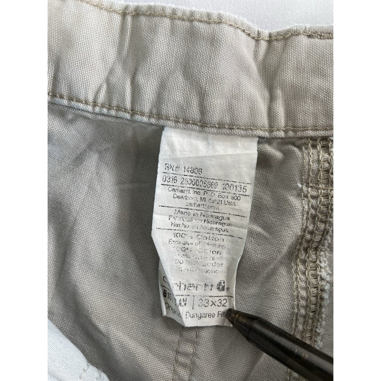 Mens Carhartt Whits-Grayish Relaxed Straight Cargo Pants Size 33x32