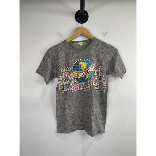 Adult Vintage Gray Schlitz Global Trademark Short Sleeve Graphic T Shirt Sz S